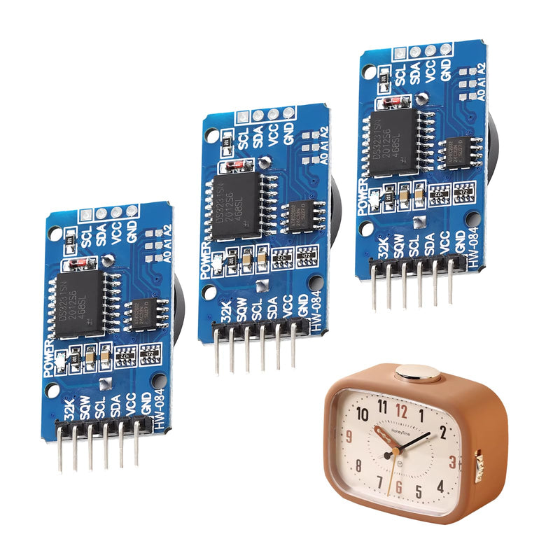 Module Precision Clock Modules, 3 x Real Time Clock RTC, DS3231 AT24C32, High Precision Real-time Clock Module, Includes I2C, Compatible with Arduino and Raspberry Pi, Data Storage