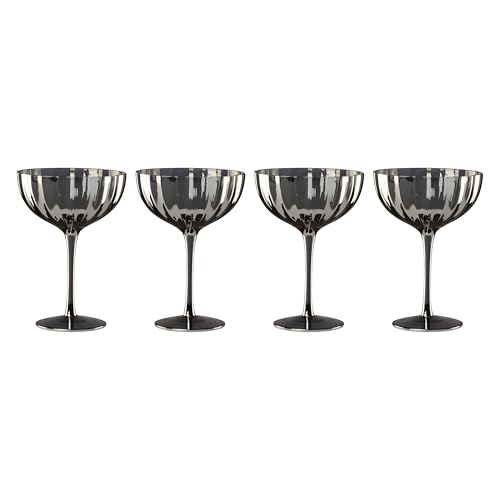 Set of four Lenox Curva Luxe coupe cocktail glasses with elegant, curved design, perfect for stylish beverage service.