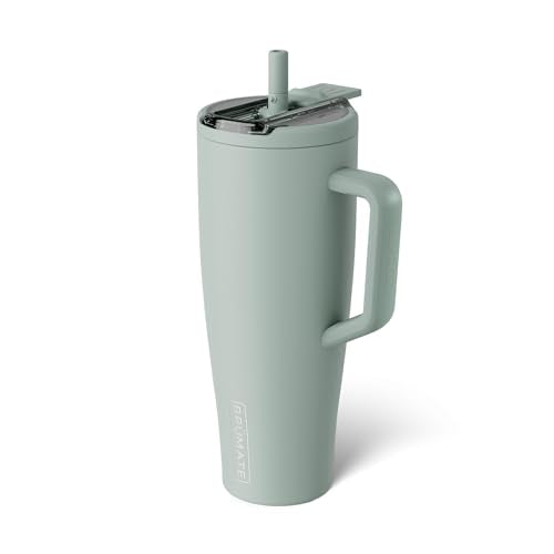 BrüMate Era Flip 40oz Tumbler with 100% Leakproof Covered Straw Lid | Hygienic Covered Straw | Insulated Stainless Steel Water Bottle with Handle | Cup Holder Friendly | BPA-Free (Sage) Sage 40 Ounces