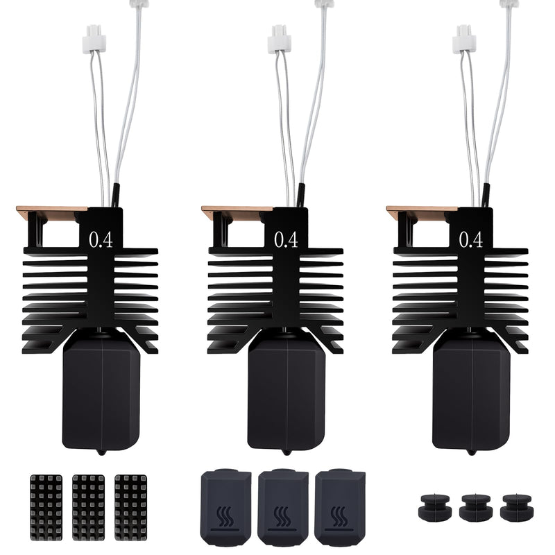 3PCS 0.4mm Hotend for Snapmaker U1, Ceramic Fast-Heating Extruder Print Head with Hardened Steel Nozzle, Includes Silicone Sock, Nozzle Brush & Anti-Leak Pad, Replacement U1 3D Printer Parts 3PCS