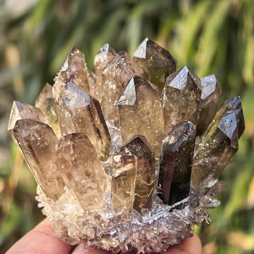 Natural Quartz Crystal Point Cluster, Reiki Healing Stone, Home Decor Gift (About 220g Smoky Quartz) About 220g Smoky Quartz