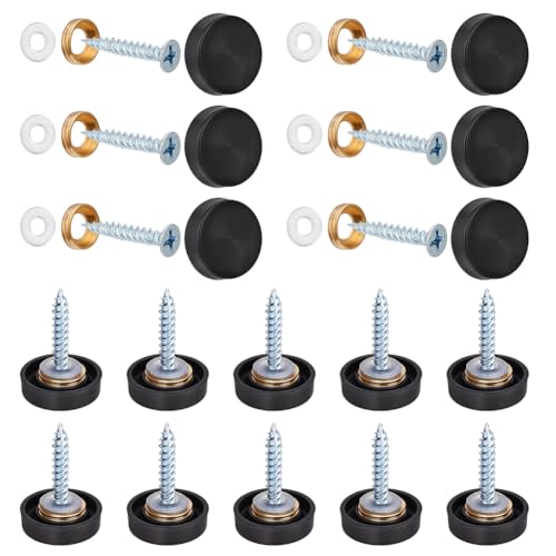 BENECREAT black stainless steel mirror screw covers, flat round decorative cap nails for glass signs and boards