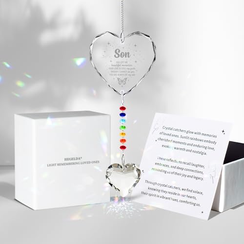 Hegelda Memorial Gifts for Loss of Son Crystal Suncatcher