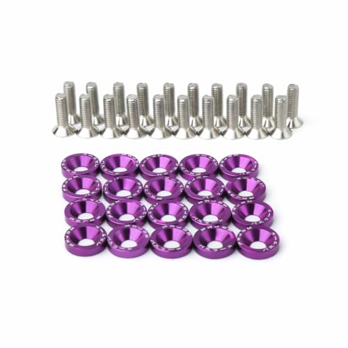 SPARDEE purple M6x20mm aluminum bumper fender washer bolt kit for JDM engine bay and body panel hardware