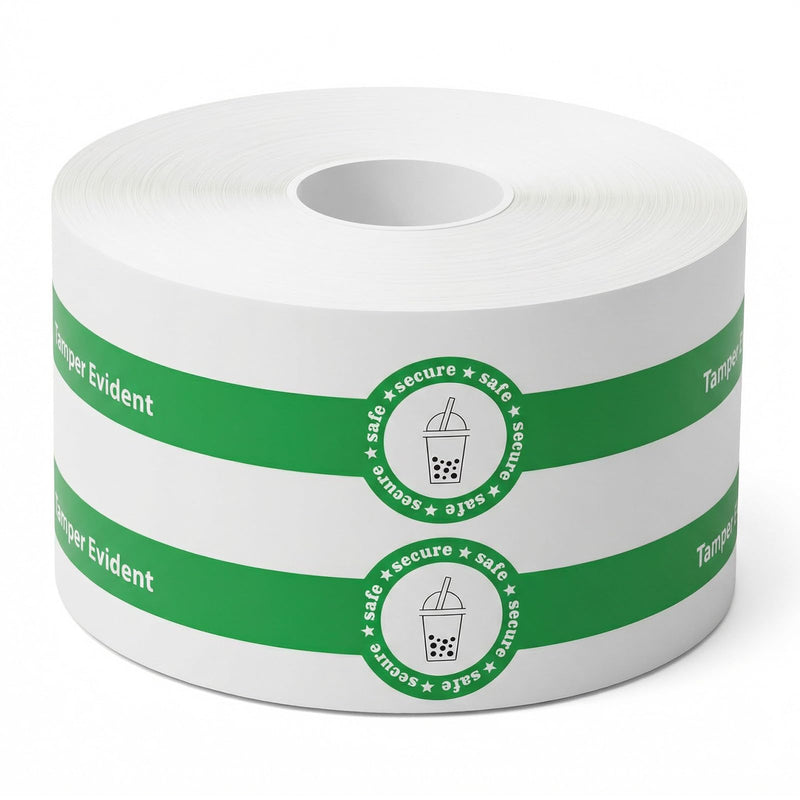1000 Pcs Tamper Proof Stickers for Drink Lids, 1x9 Inch Stickers for Cups, Tamper Evident Cup Stickers Seal, Tamper Tape for Food Delivery Coffee Milk Tea Ice Cream Safety Labels