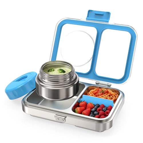 HOMEKOL Stainless Steel Bento Lunch Box + 9.5oz Insulated Food Jar, Blue