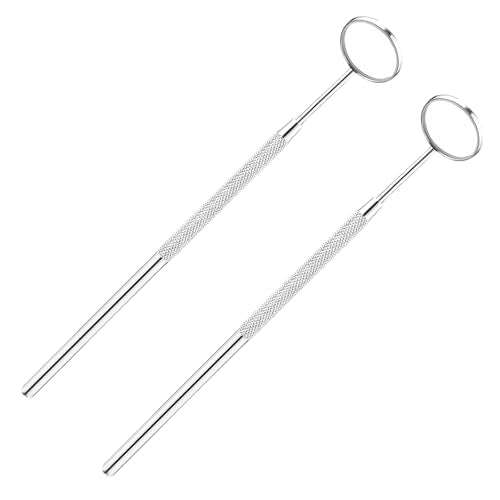 2 x Oral Mouth Mirrors, Stainless Steel Mouth Tooth Mirror, Anti-Fog Dentist Mirror, Dog Mouth Mirror, Extension Tool, Also Handy for Dentists and Eyelash Extensions