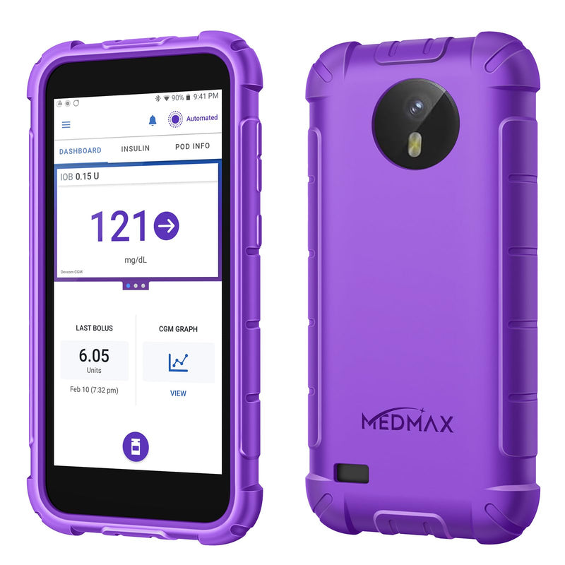 MEDMAX Silicone Case for Omnipod 5 with Camera Hole | Lightly Shockproof Non-Slip Silicone Protective Cover with Raised Bevel Omnipod 5 Device, Purple