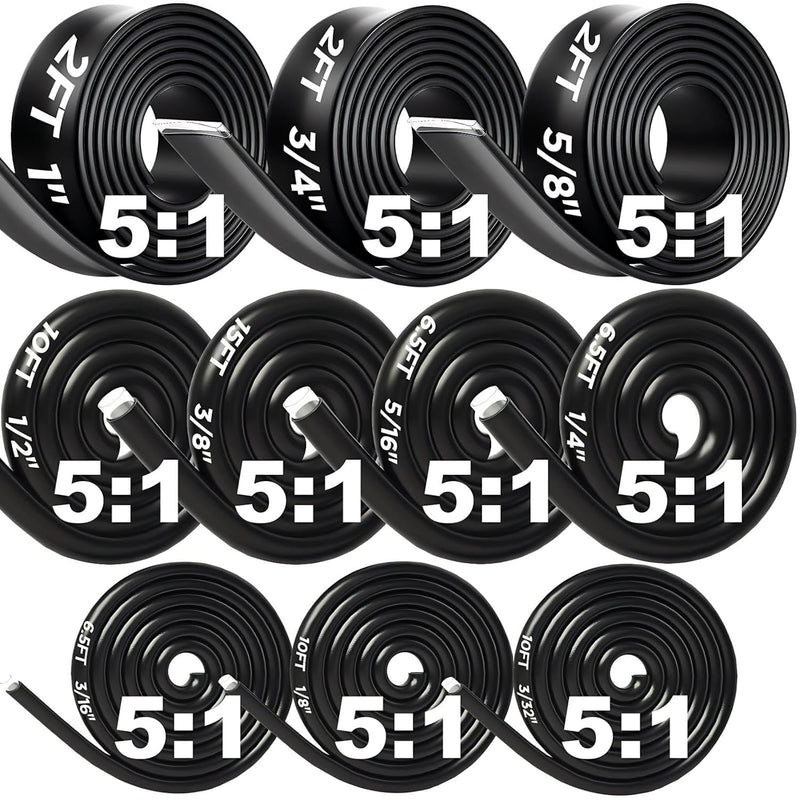 10 Sizes 5:1 Heat Shrink Tube Set, 21.5 m Heat Shrink Tubing Assortment with Adhesive, Double Wall Inner Adhesive, Waterproof, Marine Quality Heat Shrink Tubing for Car, Boat, RV & DIY (Black) black 10 Größen, 21,5M