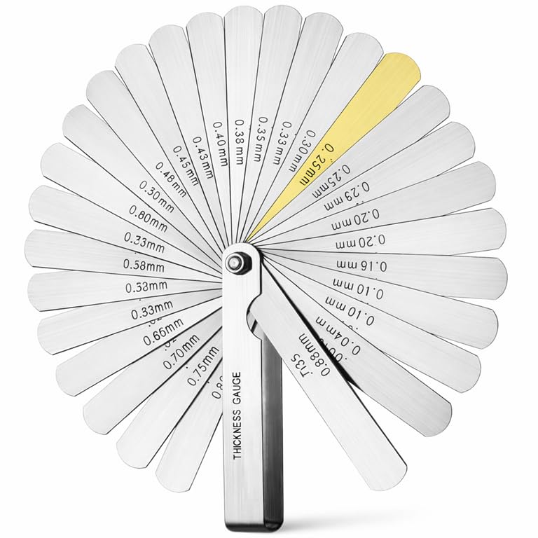 Precision Probe Gauge, 32 Sheets, Stainless Steel, Valve Clearance & Gap Measurement, Probe Blade Gauge with mm & Inch Scale, Foldable Measuring Gauge for Workshop, Car & Precision Mechanics 1