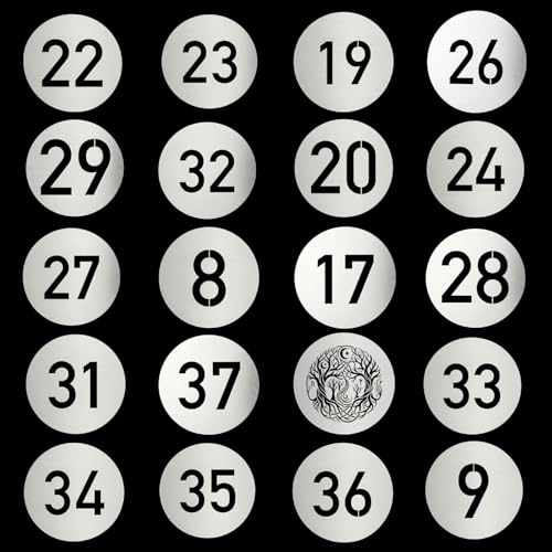 20Pcs Round Gobos Kit for Optical Snoot,66mm/2.6in Metal Plate Patterns Compatible with Godox BFP/BP-SE/OT1/OT1 Pro/Westcott,Custom Gobos Number Series for Birthday Shot/Tiktok etc
