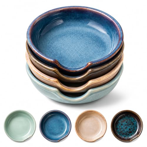 Ceramic Spoon Rest Set of 4, 4.9-Inch Utensil Holder for Stove