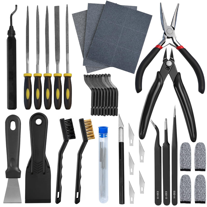 [Australia - AusPower] - 3D Printer Tools Kit, 49 PCS 3D Printer Accessories & Cleaning Kit for All FDM/SLA Printers with Nozzle Cleaner, Scraper, 5 Types Files, Brushes, Wire Cutter, Engraving Knife, Deburring Tool 
