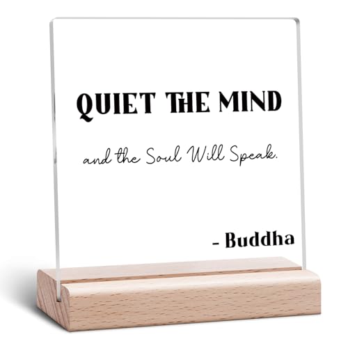 Meditation Gifts Positive Affirmation Gifts Desk Decorative Sign for Meditation Yoga Home Stress Relief Gift Spiritual Gift Inspiring Present for Women Men Friends Zen Decor Acrylic Desk Decor Meditation Desk Decorative Sign