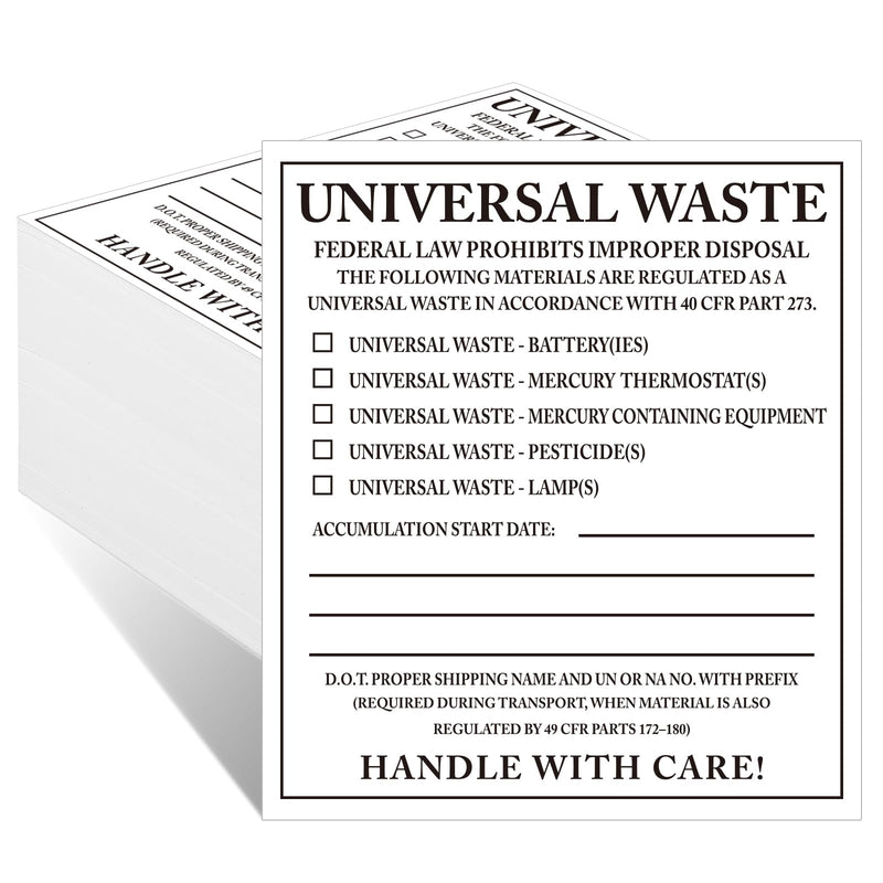 100 Pcs Universal Waste Labels - 4 x 4.5 Inch PVC-Free Film Hazardous Waste Labels Vinyl Material for Industrial Workplace, Factories, and Warehousing Environments