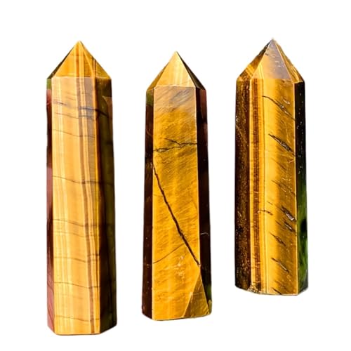 Tiger Eye Crystal Wand 3.5-4 Inch Natural Polished Hexagonal Point Reiki Energy Stone for Meditation Therapy and Healing 1Pc Tiger Eye