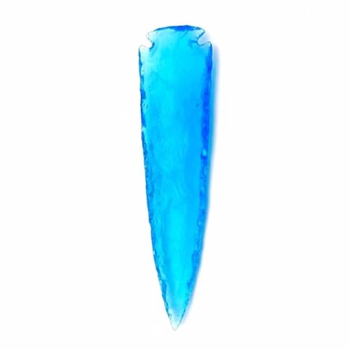 Large Arrowhead - Blue Aqua Obsidian Glass Veronica Arrowhead 6 Inch – Handmade Crystal Arrowhead for Spiritual Healing, Meditation, Reiki, Protection & Collector Display Gift