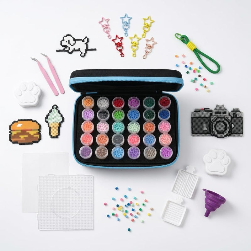 [Australia - AusPower] - [Never Mix Again] 2.6mm Mini Fuse Beads Kit with 30 Individual Vials，Professional Pixel Art Set for Adults，Anti-Spill Storage Case, Compatible with Perler Beads Patterns-13,500pcs Melty Beads-Blue perler bead kit-blue 
