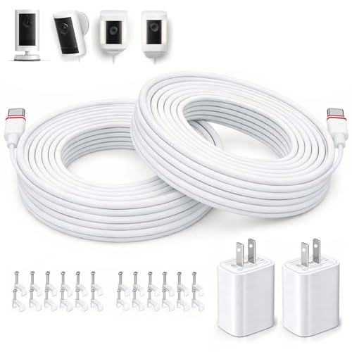 20FT Power Adapter for Ring Outdoor Cam Plus/Pro, Wired Mode, 2-Pack 26 FT