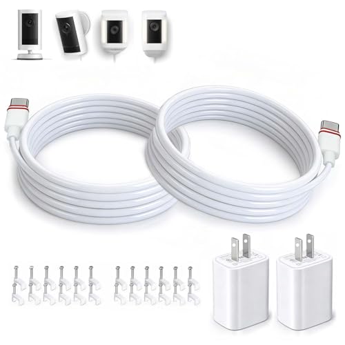 10FT Power Adapter for Ring Outdoor Cam Plus/Pro, Wired Mode, 2-Pack 10 FT