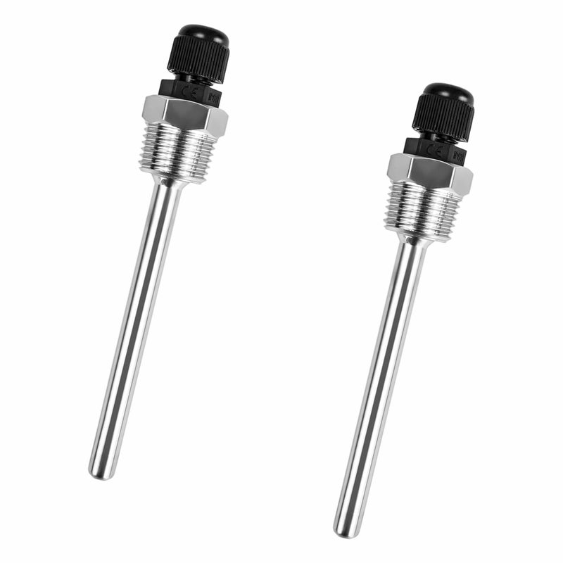 Thermowell Immersion Sleeve 1/2 304 Stainless Steel Immersion Sleeves 8 x 100 mm Temperature Sensor for Thermocouples Pack of 2 | Immersion Sleeves Temperature Sensors for Thermocouples Thermowell