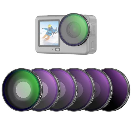 NEEWER CPL + ND Filter Set Compatible with DJI Osmo Action 6 Only, ND8/16/32/64/256 Adjustable Circular Polarizing Filter Lens Polarizer Screw On Multicoated Action Camera Accessories, FL-B109 6 Pack CPL/ND8/ND16/ND32/ND64/ND256