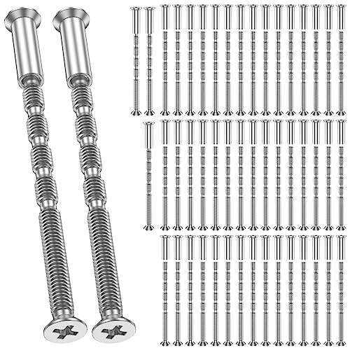 50-set universal M4 door handle bolts and cross sleeves, carbon steel male-to-female screws for 35–60mm thick doors