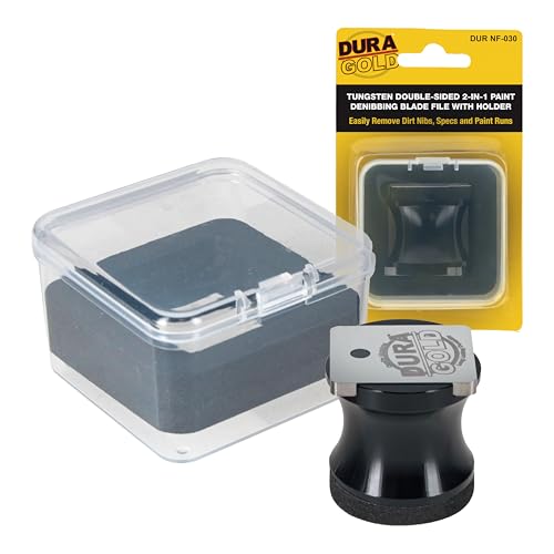 Dura-Gold tungsten denibbing blade file tool with magnetic holder for hand sanding and surface finishing