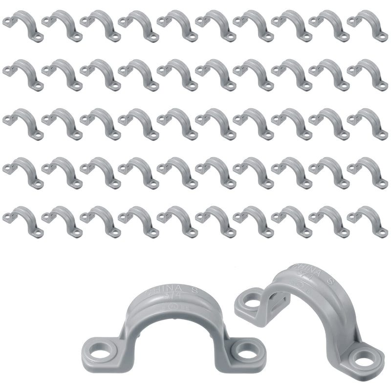 Demissle PVC Conduit Clamp 2 Hole Straps Heavy Duty Grey Plastic Conduit Strap U Clip Mounting Bracket for Cables (100 Pcs,1 Inch) 100 1 Inch