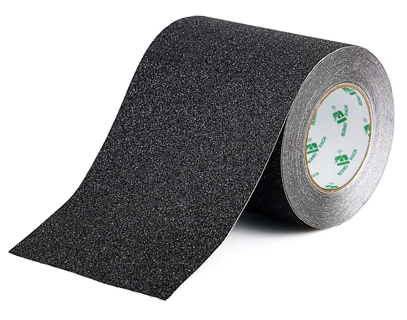 BOMEI PACK Black Anti Slip Tape, 6 Inch x 33 Foot Non-Slip Traction Grip Tape for Stairs, Waterproof Stair Treads Grip Non Slip, Non Skid Tape for Steps, Outdoor Black Grip Tape 150mm