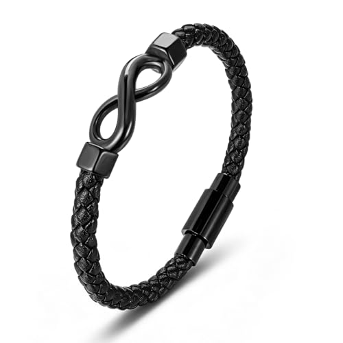 Dletay Urn Bracelet for Ashes Leather Infinity Cremation Bracelet for Men Women Memorial Ashes Keepsake