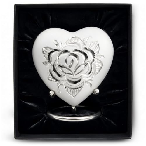 Small Urns for Ashes for Women - Rose Keepsake Urn with Stand, Gift Box & Velvet Bag - Mini Memorial Heart urn for Loved Ones, Baby, Women & Men (Pearl White, Small) Pearl White