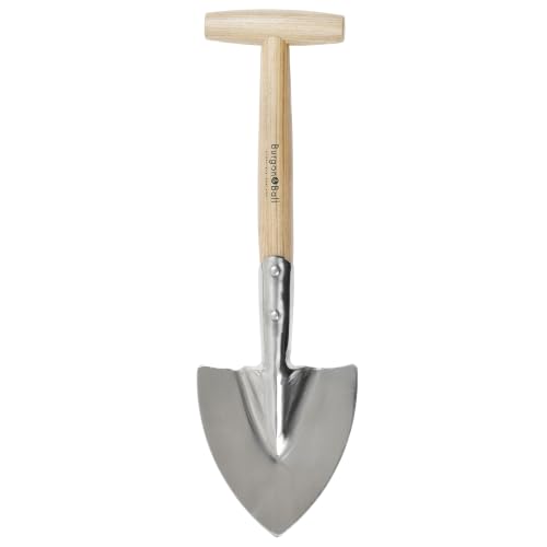 Burgon & Ball stainless steel small perennial spade shovel with wood T-grip handle