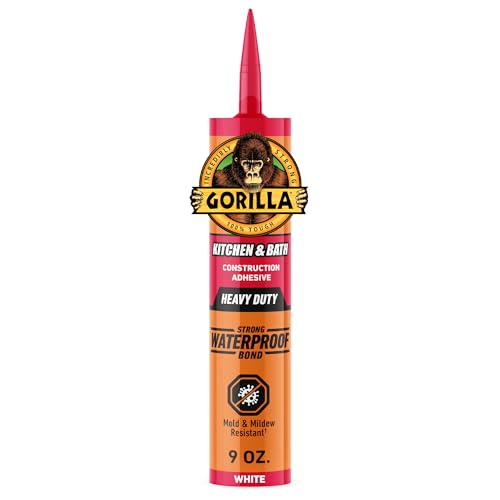 GORILLA Kitchen & Bath white construction adhesive caulk, 9 fl oz cartridge