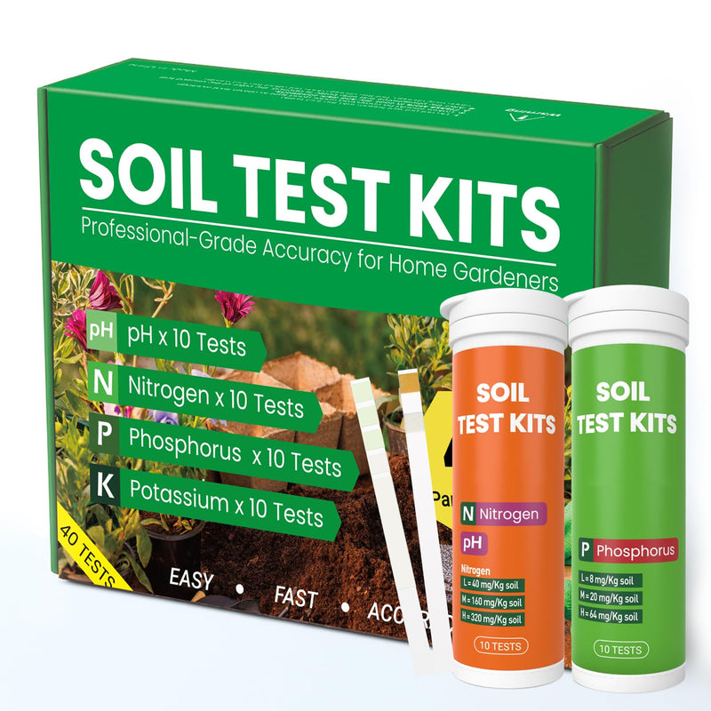 [Australia - AusPower] - 2026 NEW Soil Test Kit 4-in-1 for Lawns & Gardens – 40 Tests (pH, Nitrogen, Phosphorus, Potassium) – Easy Soil Testing Kit for Vegetable Garden, Lawn & Plants 40 Test Kit 