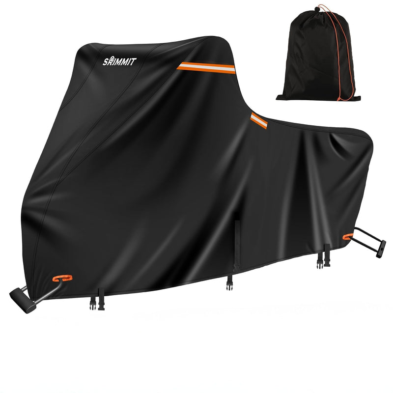 Motorcycle Cover Heavy Duty, 420D Motorcycle Cover Waterproof Outdoor with Nano Coating, 5 Reflective Strips and Air Vents, Dirtbike Cover (Black 3XL) 3XL(109"x44"x56") Black