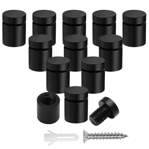 Luomorgo black aluminum standoff screws, 1/2 x 1/2 inch, 12-piece set