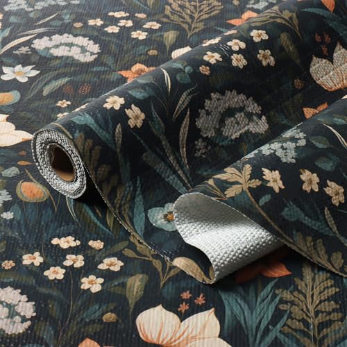 Vintage Floral Drawer Liner, 24IN x 10FT,Strong Non-Slip 23.6"W x 118.1"L Vintage Floral