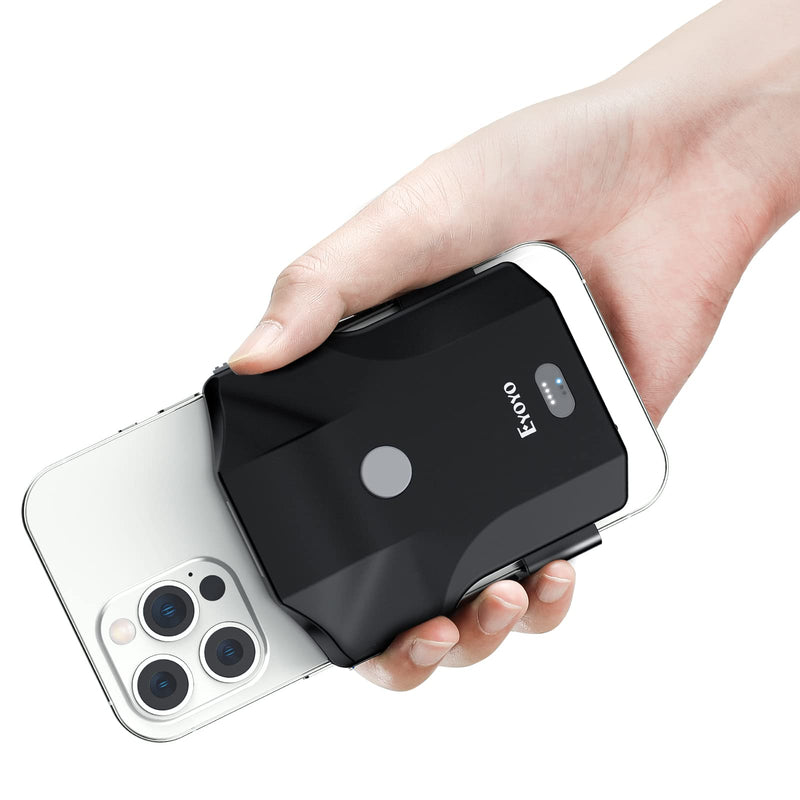 [Australia - AusPower] - Eyoyo 2D Bluetooth Barcode Scanner, Wireless Back Clip Compatible with 4.7"–7.2" Android and iPhone, USB Rechargeable with Battery Level Indicator, Ideal for Book Library and Inventory Management 