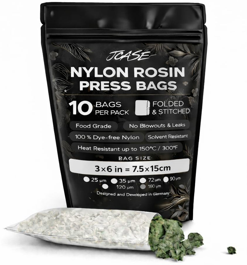 Rosin Bags 7.5 x 15 cm Nylon Press Bag - Folded & Sewn - Mesh Filter Bags for Rosin Press & Oil Extraction - Heat Resistant up to 150°C - Set of 10 (90) 90