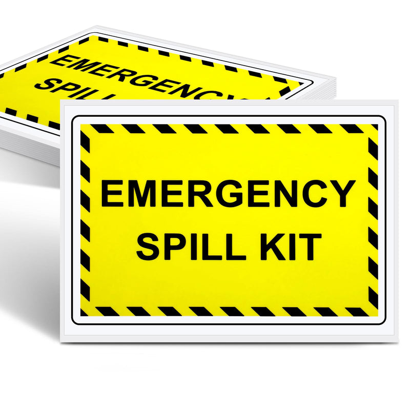 20 Pcs Emergency Spill Kit Label Decal - 5" x 3.5" Vinyl Self Adhesive Emergency Safety Warning Waterproof Sign for Industrial Hazmat Facilities Notices, Spill Kit Station 20