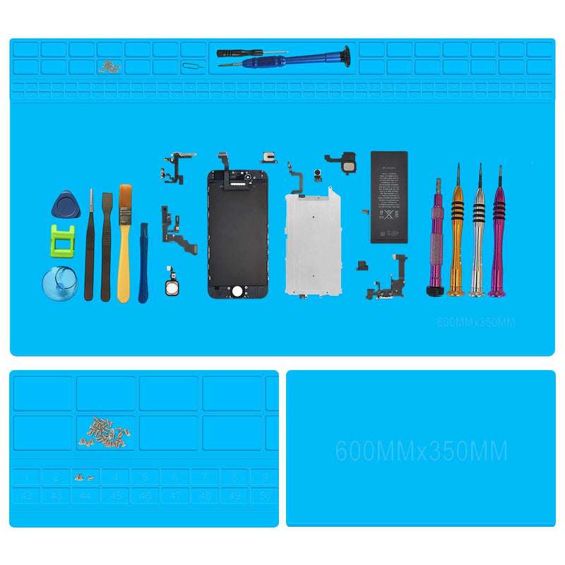 Extra Large Silicone Soldering Mat 60 × 35 cm Antistatic Repair Mat Silicone Mat Work Mat Workshop Soldering Mat Soldering Mat for Electronics Soldering Phone iPad Watches (Blue) | Ideal as a repair mat, work mat, silicone mat, soldering mat, for L...