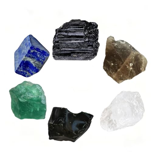 Protection Crystal Set,6 Natural Healing Stones for Shields Negative Energy Protection Crystal Set