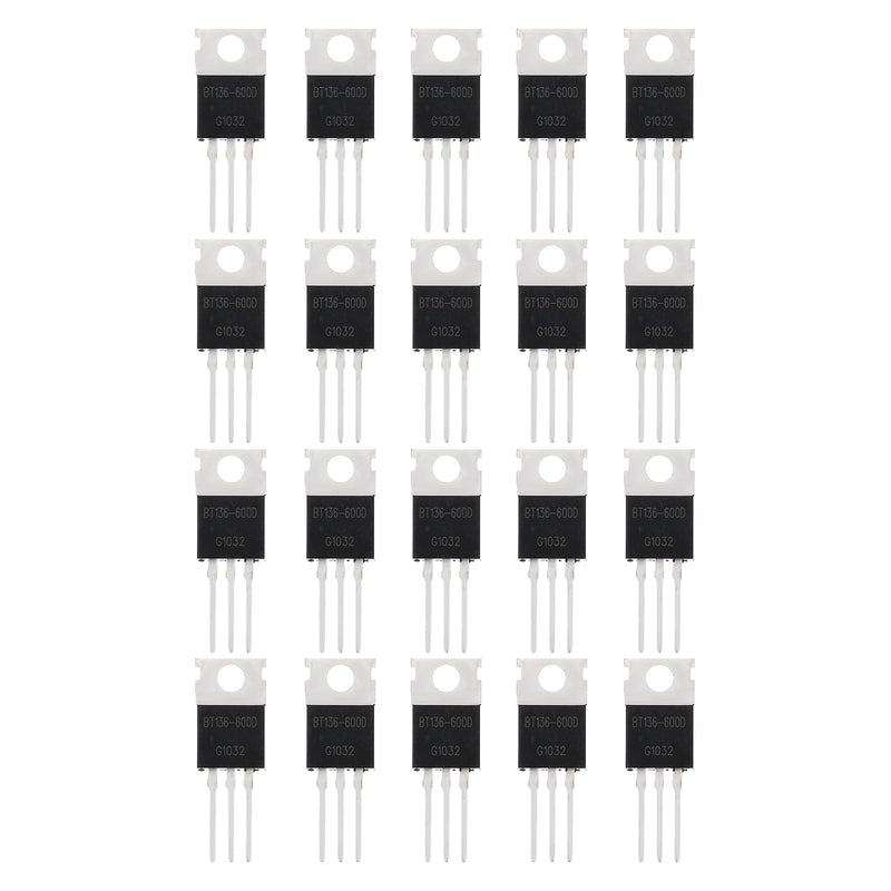 QUARKZMAN Pack of 20 Bidirectional Thyristor BT136-600D TO-220 600V 4A Rail Thyristor for Electronic Instruments Smart Home Devices Drones