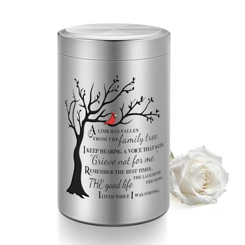 Dletay Small Urns for Human Ashes Memorial Decorative Mini Cremation Urns for Women Men Tree of Life Aluminum Ashes Keepsake Sharing 3.54 Inch Silver Tree-Silver-3.54inch