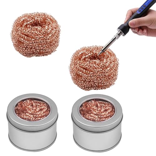 4 Pieces Soldering Tip Cleaner, Soldering Tip Cleaning Wire with Base | Metal waterless soldering iron cleaner, brass tip cleaner for cleaning solder residue on soldering tips