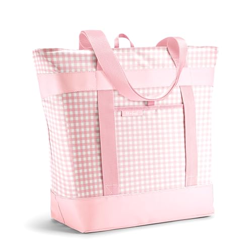 Fit & Fresh XL Insulated Cooler Bag for Groceries, Collapsible Soft Cooler Pink Gingham