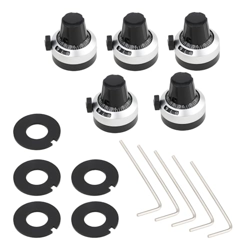 5 Pcs 1/4" Shank 22x24mm Precision Potentiometer Knob with Speed Counter