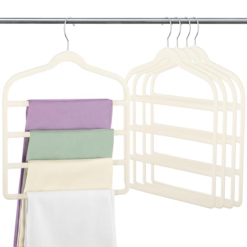 Velvet Pant Clothes Hanger Space Saving Non Slip Hanger Jean Slack Hangers Beige 5