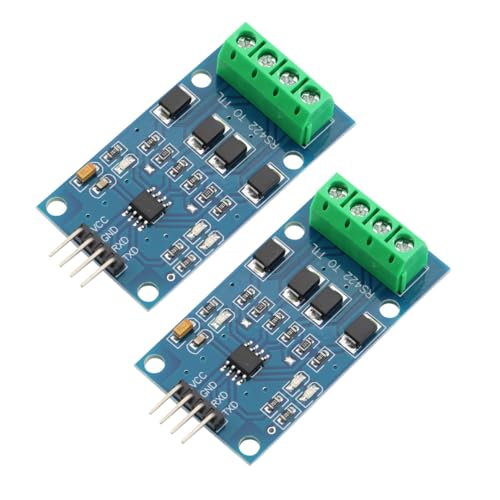 RS422 Mutual Transfer TTL Bi-directional Signal Module Full Duplex 422 to Single Chip with Protection Circuit Status Indicator MAX490 to TTL Modules (Pack of 2)
